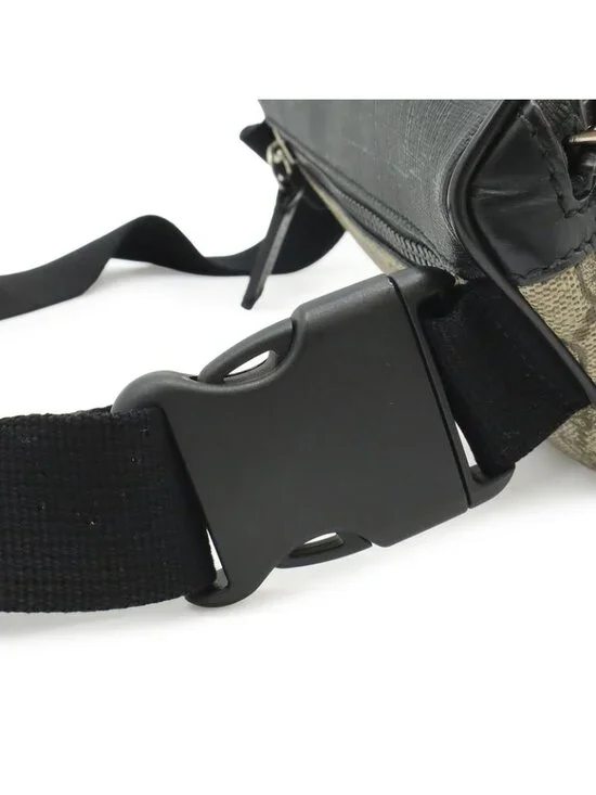Gucci GG Supreme Belt Bag Waist Pouch Leather Beige Black - Picture 4 of 8